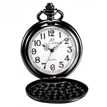 Kapesní otvírací hodinky Kronen & Söhne, černé - Kapesní hodinky z doby, kdy se ještě nespěchalo. Gravírujeme podle vašeho zadání! Přesně, rychle, kvalitně. Zboží skladem, expedice do 24h.
