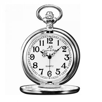 Kapesní otvírací hodinky Kronen & Söhne, stříbrné - Kapesní hodinky z doby, kdy se ještě nespěchalo. Gravírujeme podle vašeho zadání! Přesně, rychle, kvalitně. Zboží skladem, expedice do 24h.
