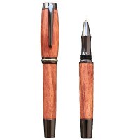 Kuličkové pero Wood Factory Bubinga Antracit - Luxusní ručně vyráběné dřevěné pero s gravírovanými iniciálami majitele. Skladem, expedice 1-2 dny.