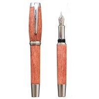Plnicí pero Wood Factory Bubinga Silver - Luxusní ručně vyráběné dřevěné pero s gravírovanými iniciálami majitele. Skladem, expedice 1-2 dny.