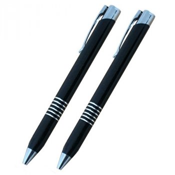 Kuličkové pero 6 pruhů + mikrotužka, černé - S gravírováním