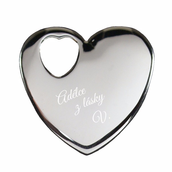 Kovové srdce s rytinou dle vlastního návrhu